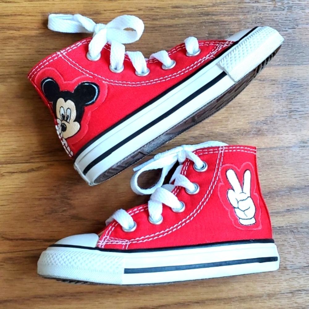 Mickey Mouse hand painted red Converse high top Sneakers Toddler